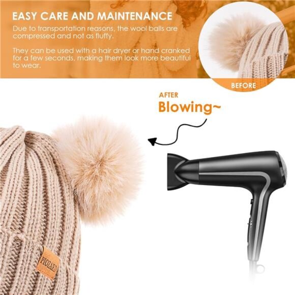 Women's Winter Warm Knit Beanie with Faux Fur Light Purple - Picture 4 of 7